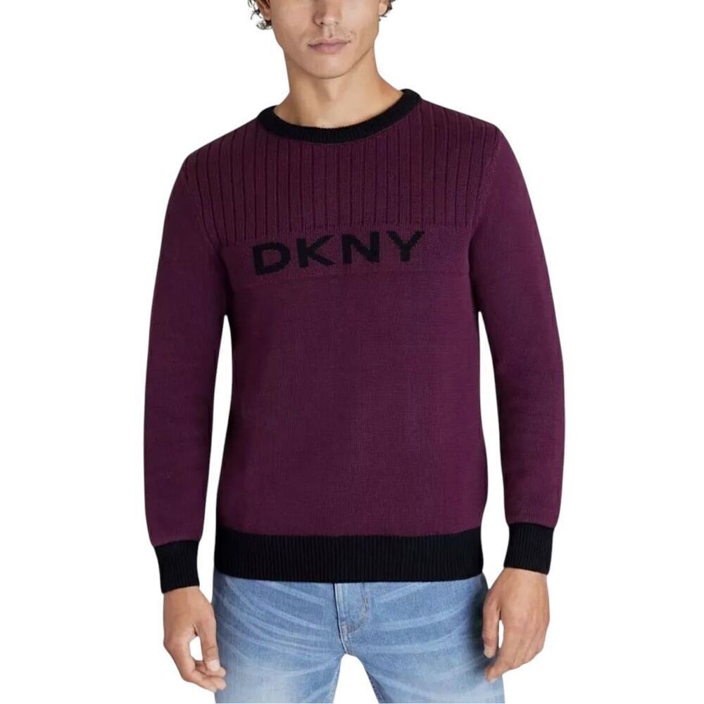 NWT DKNY Men’s Crew Neck Long Sleeve Pullover Sweater Wine Size 2XL